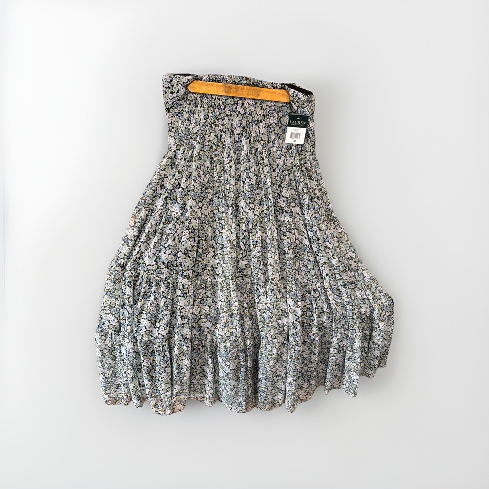 Lauren Ralph Lauren Womens M Tiered Prairie Maxi Skirt Blue MU Boho Chicโ NWT